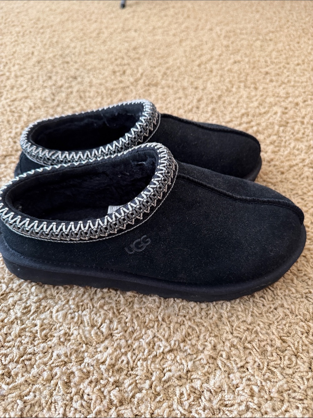 UGG Black Cozy Knit-Trim Slip-On Women's